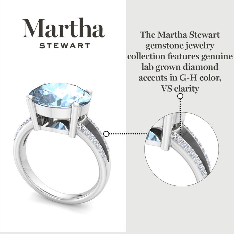 Martha Stewart 4 1/2ctw. Oval Aquamarine & Lab Grown Diamond Ring In Sterling Silver image number null